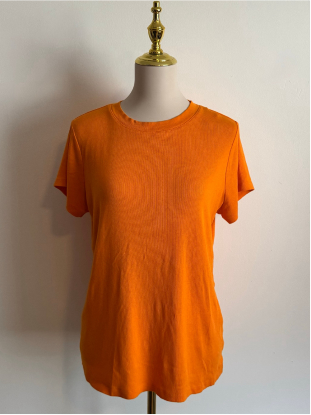 Women's A New Day Short Sleeve Ribbed Tee, Orange, Size 1X
